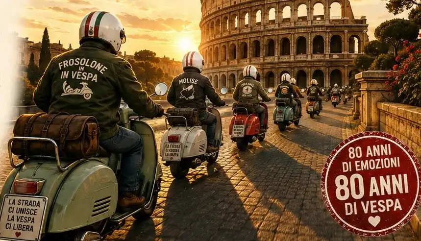 Frosolone in Vespa verso Roma: nel 2026 si celebrano gli 80 anni di un mito su due ruote