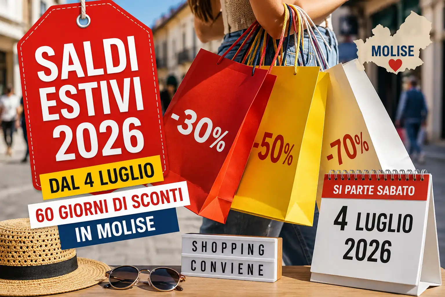 Saldi estivi al via in Molise: dal 4 luglio due mesi di sconti nei negozi