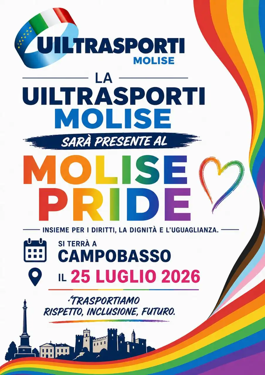 Molise Pride, anche la Uiltrasporti aderisce: «No a ogni discriminazione»