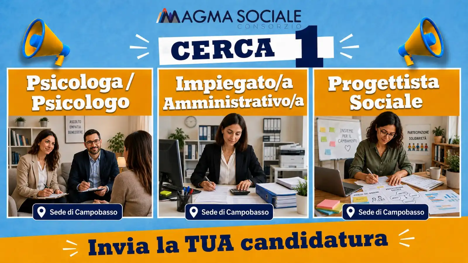 Magma Sociale assume a Campobasso: aperte tre selezioni