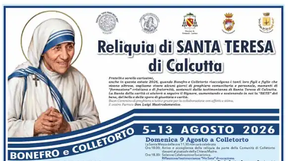 La reliquia di Santa Teresa di Calcutta in pellegrinaggio tra Bonefro e Colletorto